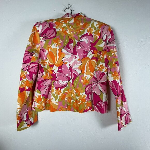 G Signature Women's Floral Print Button Front Embossed Blazer Multicolor 12 - Picture 2 of 7